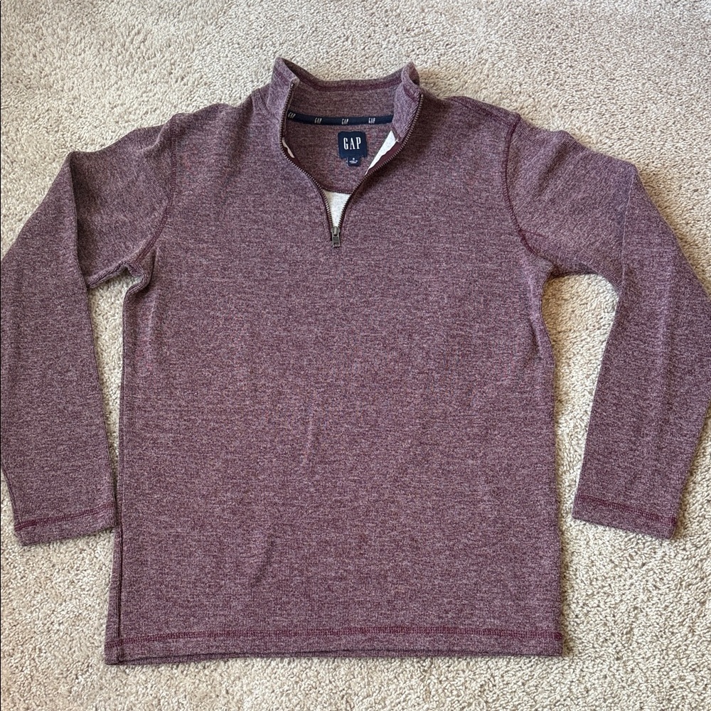 GAP Men's Burgundy Zip-Up Sweater, size small